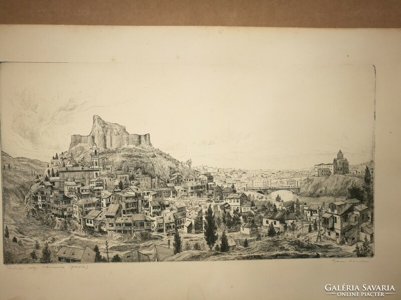 Gross Arnold Rare Etching: Tbilisi Old Town (Georgia)