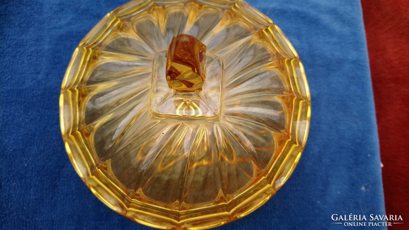 Old lovely Art Nouveau style powder bottle, toilet glass (amber)