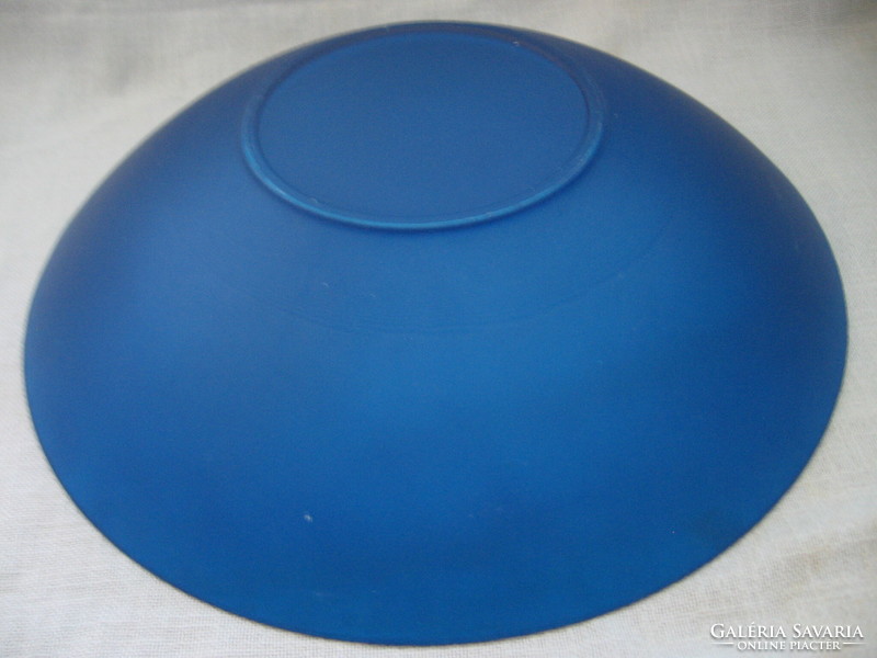 Nagy kék dekorációs üveg tál, asztalközép