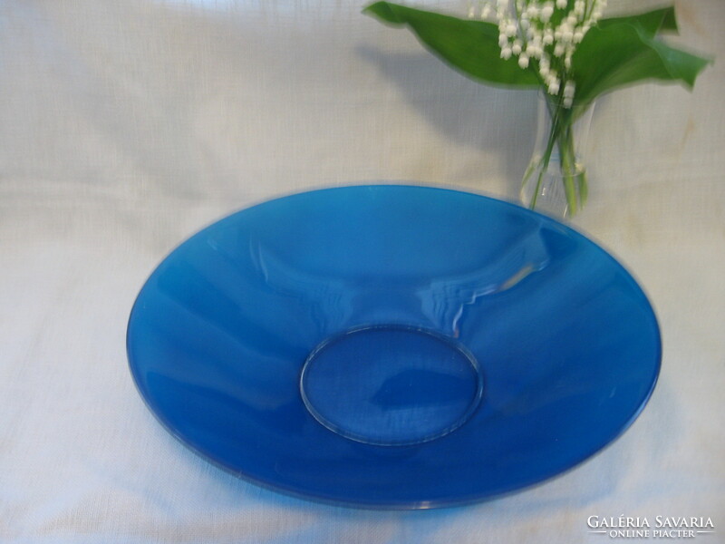 Large blue decorative glass bowl, centerpiece