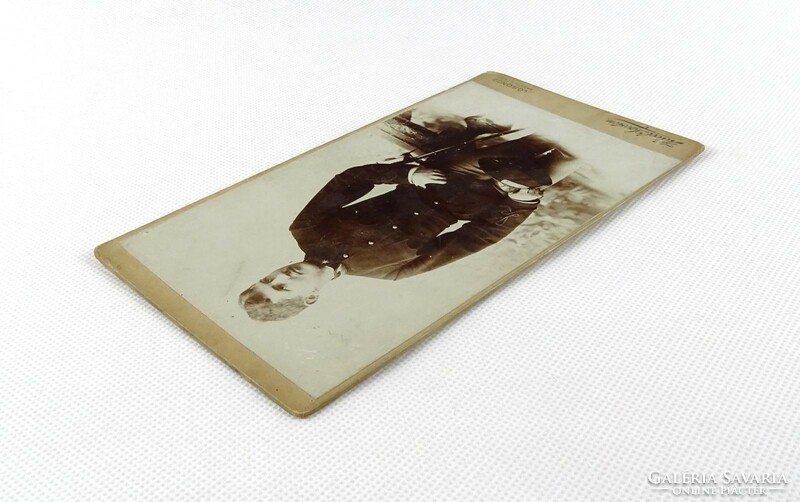 1I835 antique photography soldier photo with backgroun losoncz