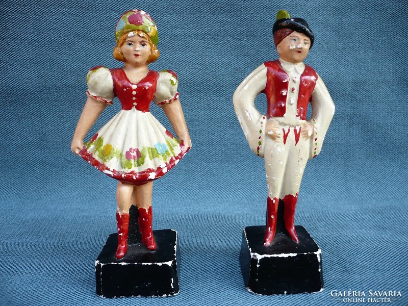 Old hand-painted pair of folk costumes