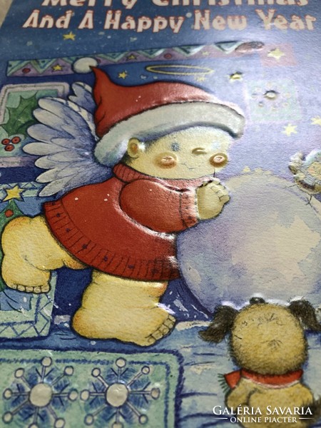 Dombornyomott Karácsonyi képeslap, üdvözlőlap        -  nagy méretű !!