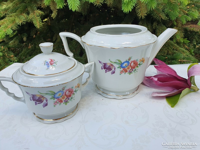 Zsolnay teapot with sugar bowl and sugar bowl