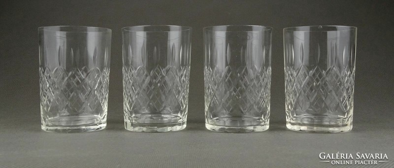1I922 old polished glass cup set 4 pieces