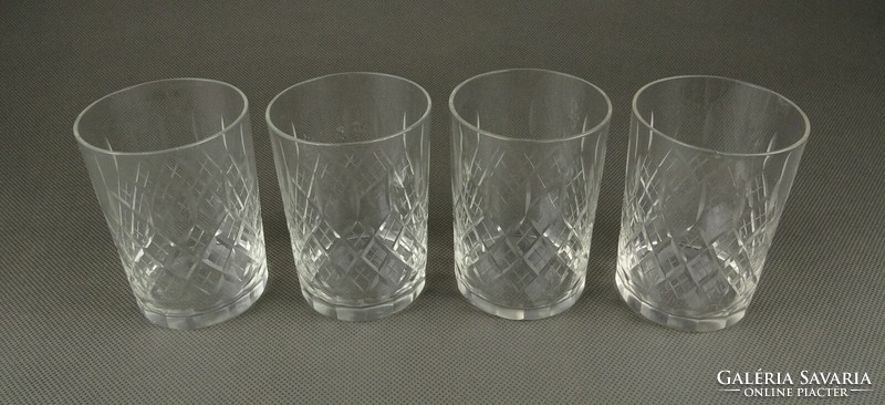 1I922 old polished glass cup set 4 pieces