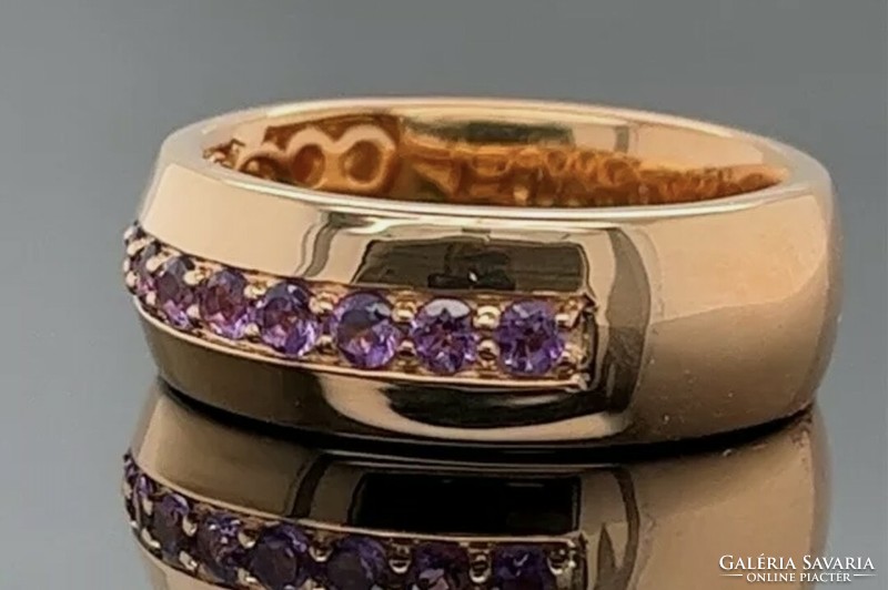 Valódi ametiszt drágaköves 925 sterling ezüst  gyűrű rosé aranyozva -- 56 os méretúj