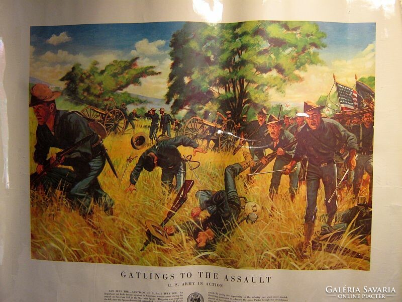 Vintage US Army print: US Army in action - about past battles