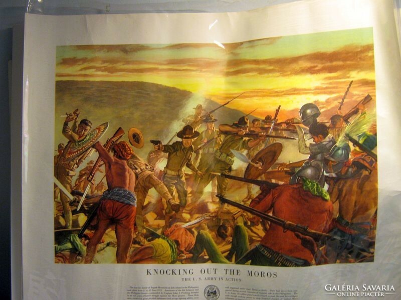 Vintage US Army print: US Army in action - about past battles