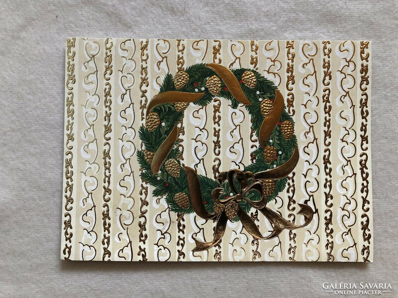 Embossed Christmas postcard, greeting card - large size !!