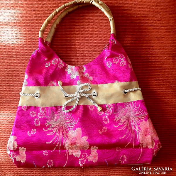 Chinese pink, pink, silk bag, lined