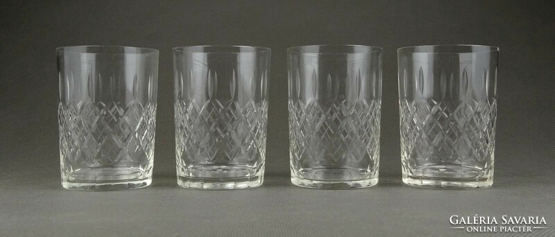 1I922 old polished glass cup set 4 pieces