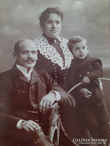 Antik családi fotó 1903 Strelisky Lipót Budapest műtermi fénykép