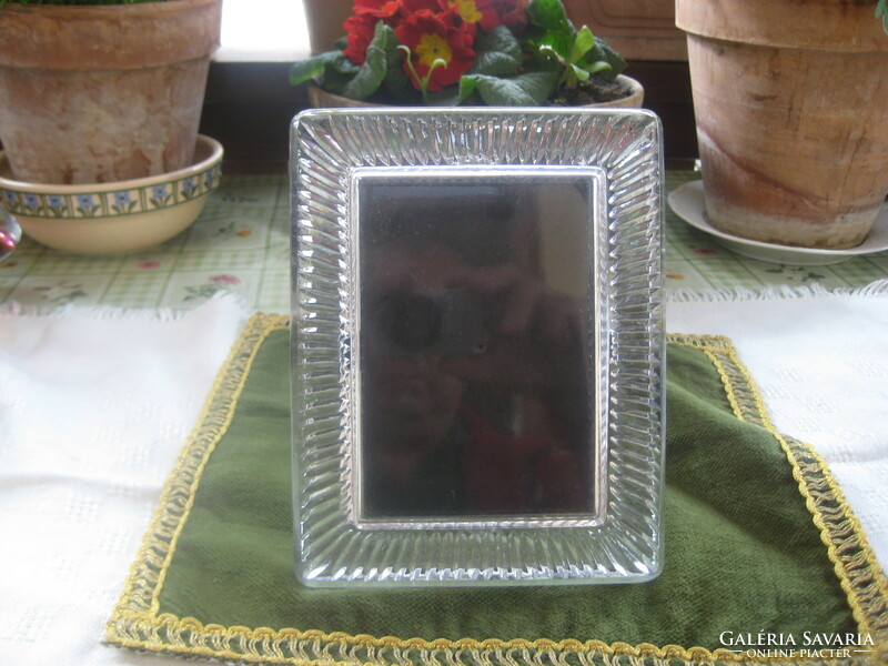 Czech, juried, glass photo holder, in original box, never used