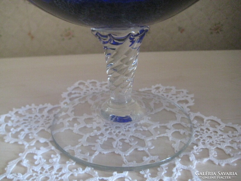 Ornamental glass chalice, beautiful blue, 14 x 22 cm