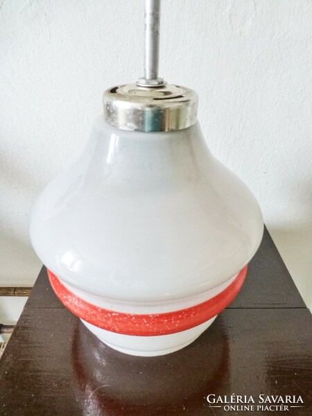 Retro red and white striped ceiling lamp