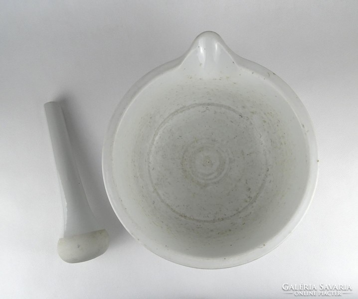 1I891 antique large porcelain pharmacy mortar with pestle