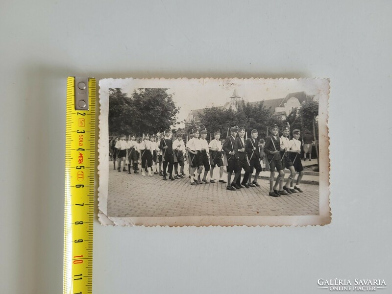 Old 1940 WWI levente boys photo Hungarian levente soldier photo postcard