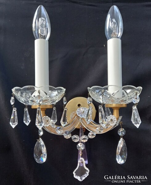 Mary Theresa style lead crystal wall hanging pair b