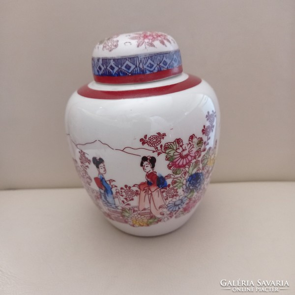 Japán, porcelán teafű tartó, 13 cm magas