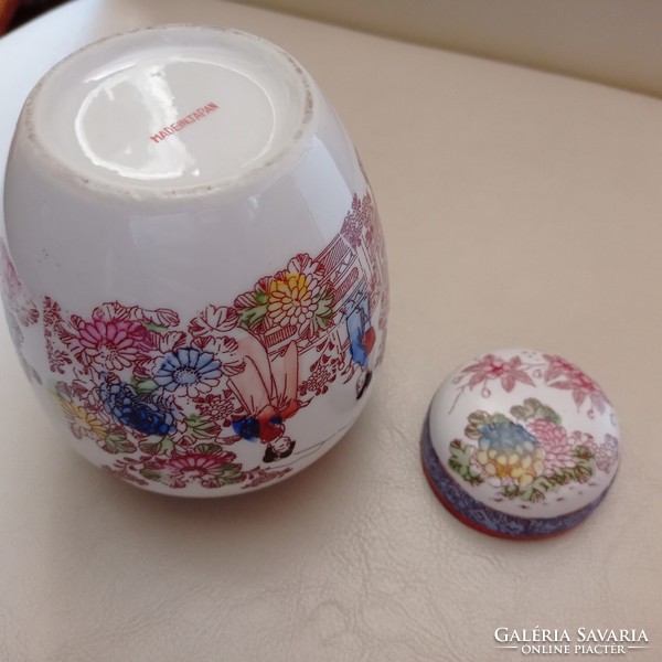 Japán, porcelán teafű tartó, 13 cm magas