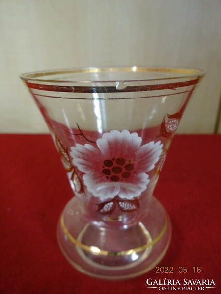 Hollow glass vase with gold border, hand painted. He has! Jókai.