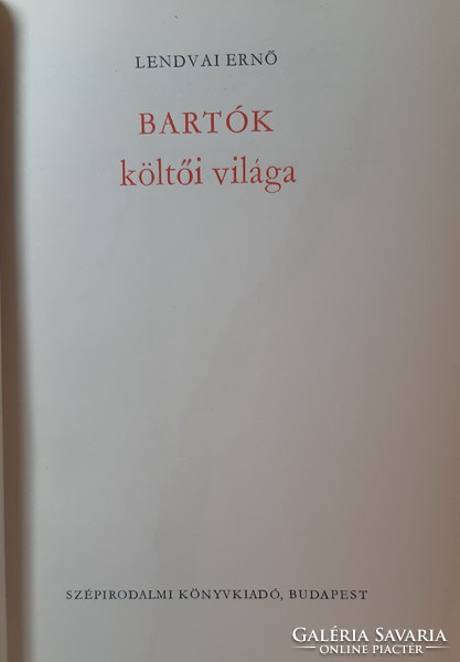 Ernő Lendvai: the poetic world of Bartos
