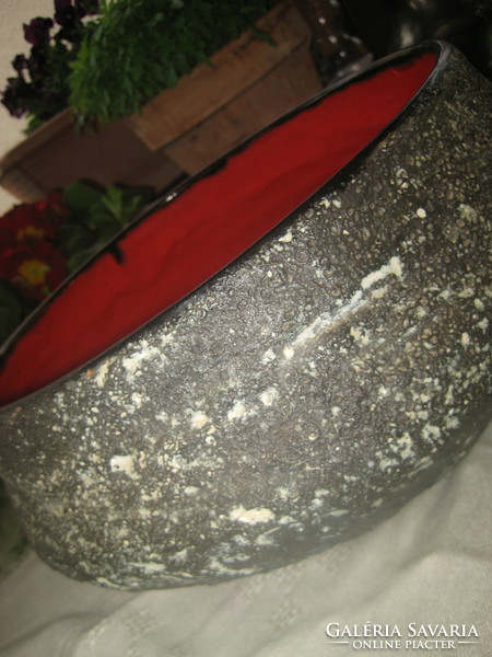 Bod Éva pot, judged, large, in good condition, lava stone effect, 30 x 11 cm