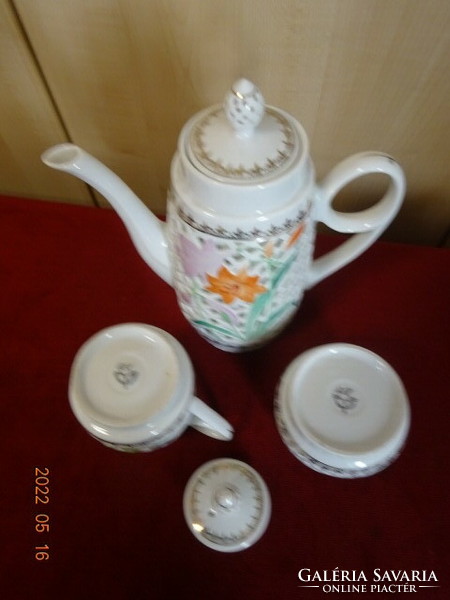 North Korean porcelain, openwork pattern, double wall coffee set. He has. Jokai.
