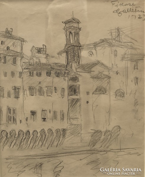 Gallé Tibor (1896 - 1944) Firenze 1923 rajz Eredeti Garanciával