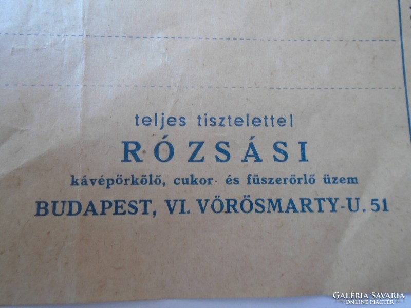 KA337.13  Rózsási kávépörkölő, cukor és főszerőrlő üzem Budapest  1936