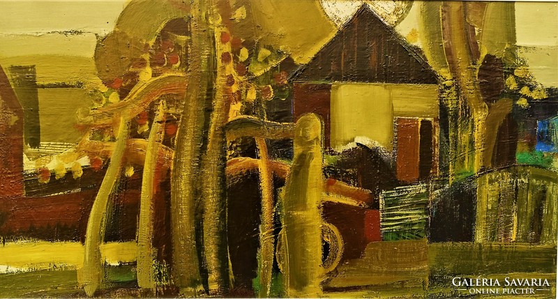 László Sombori (1937) summer landscape 1971 oil painting 103x60cm with original guarantee
