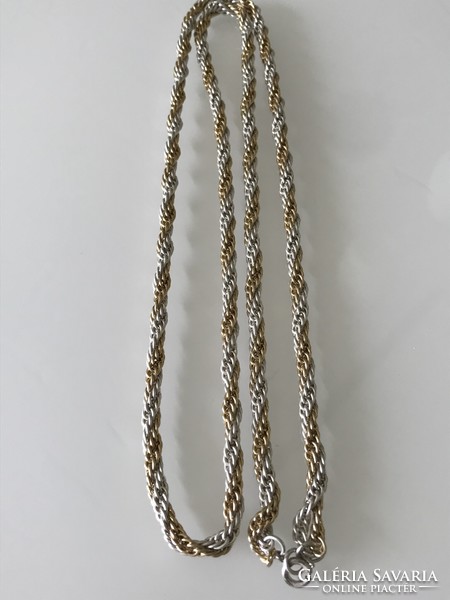 Arany és ezüstszínű láncból font nyaklànc, 80 cm hosszú
