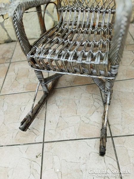 Antique wicker cane rocking chair armchair
