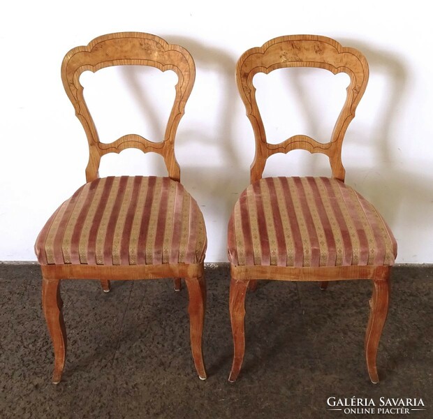 1I903 pair of antique inlaid Biedermeier backrest chairs