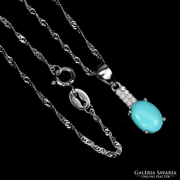 Genuine turquoise 925 silver necklace