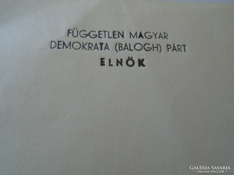 Ka337.8 Independent Hungarian Democratic (Balogh) Party 1949 Budapest Document