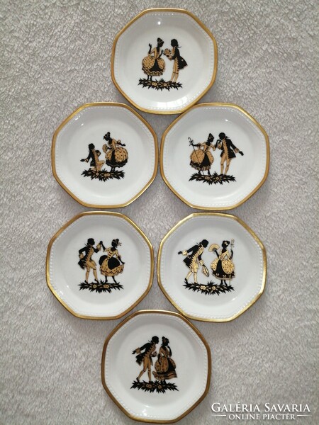 6 pcs, 8 square small bowls, placemats, plates. Bavaria.