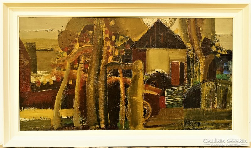 Zombori László (1937) Nyári Tájkép 1971 Képcsarnokos olajfestmény 103x60cm Eredeti Garanciával