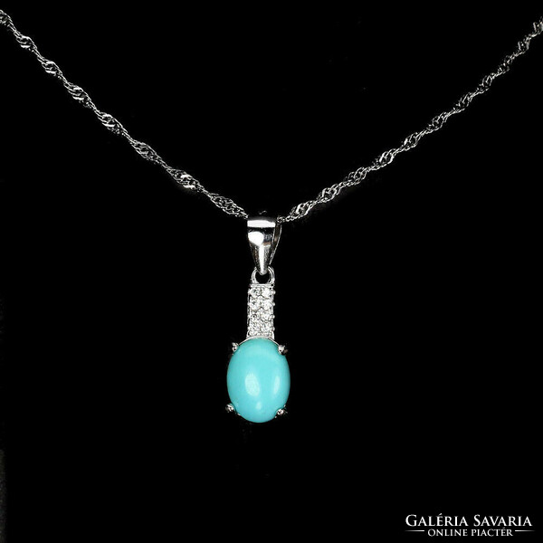 Genuine turquoise 925 silver necklace