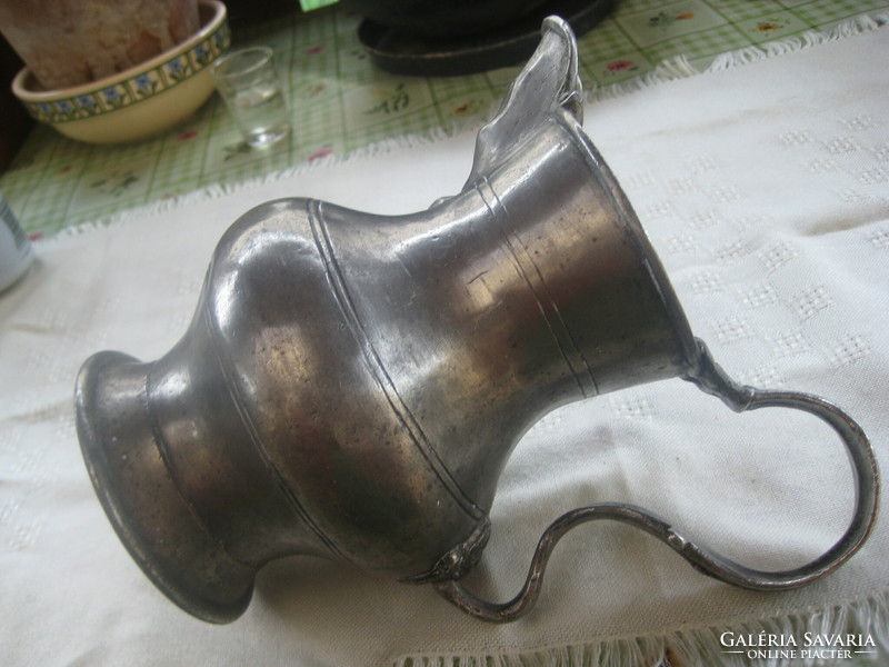 Frieling, antique tin pourer 92% old heavy object, at least 150 years old 1.3 kg, wall 3 mm