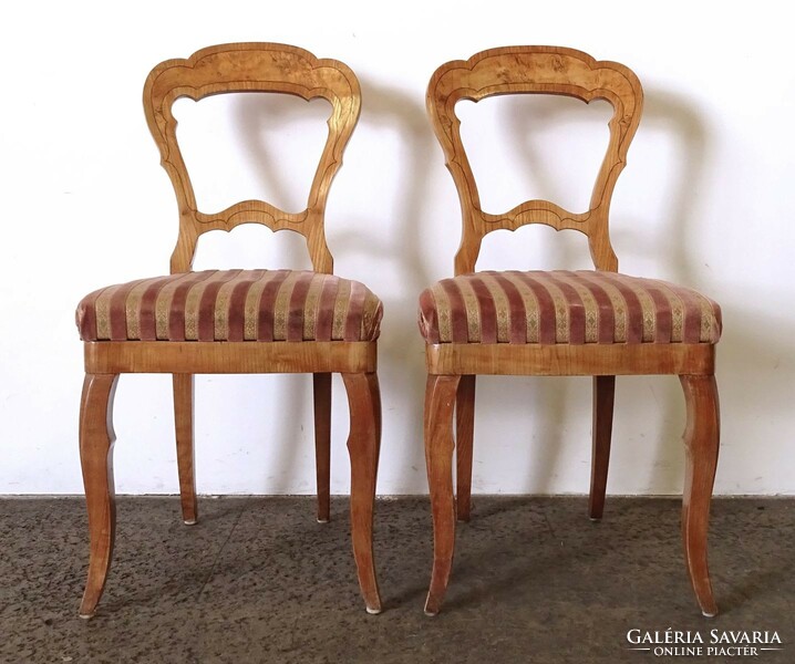 1I903 pair of antique inlaid Biedermeier backrest chairs