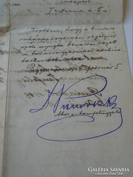 KA339.3 Árvay József főv. hitoktató  levele 1919 Budapest ( Árvaváralja Esztergom) ruhasegély