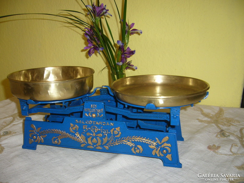 Hungarian pattern, blue, 5 kg flawless household scale.