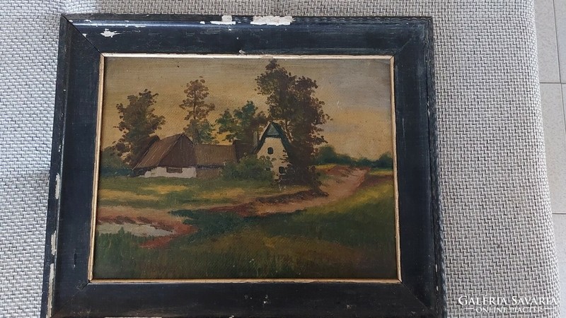 Régi tanyarészlet festmény Olgyay szignóval  49x39 cm kerettel