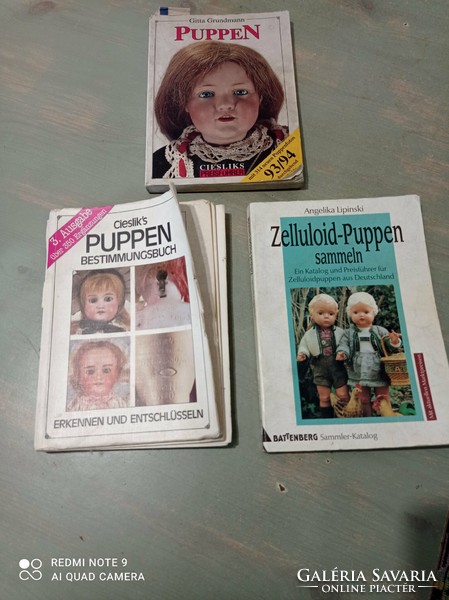 Régi baba könyvek porcelán fejű babákról, celluloid és papirmassé babákról