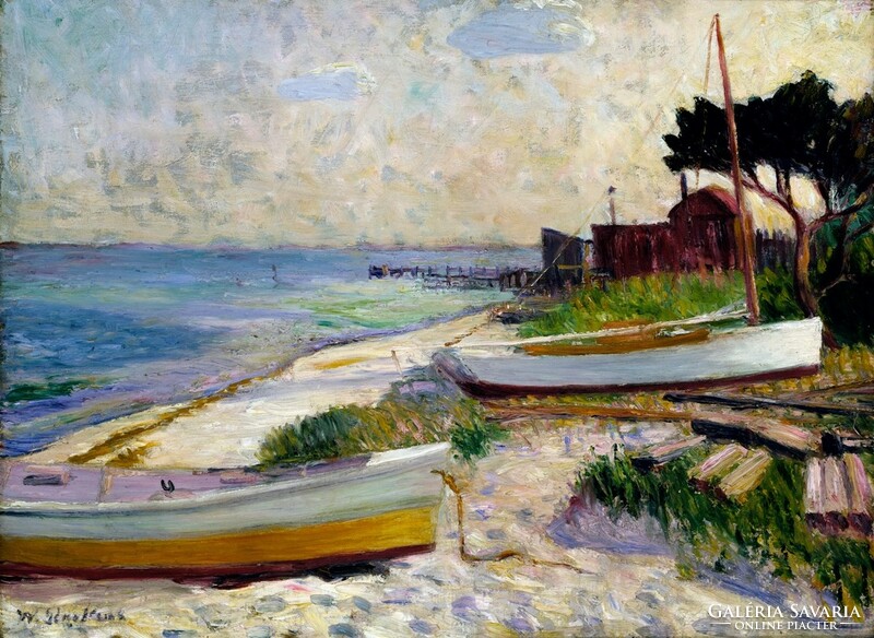 Glackens - boats on the beach - canvas reprint