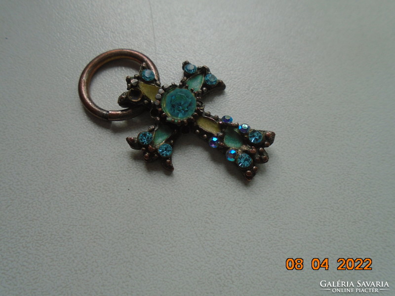 Antique cross pendant with faceted turquoise stones