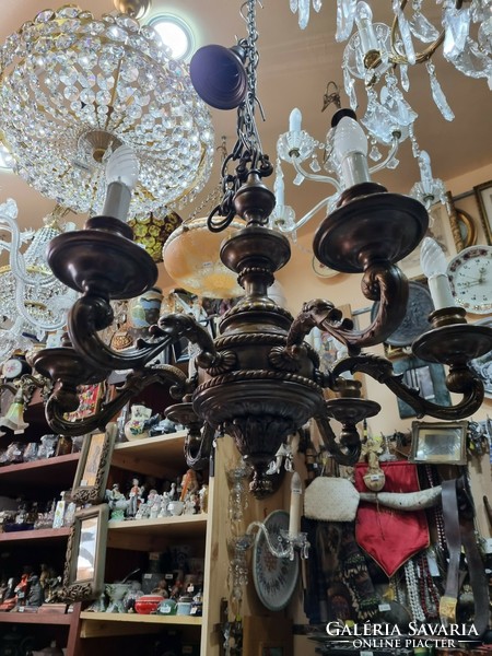 Old renovated bronze chandelier