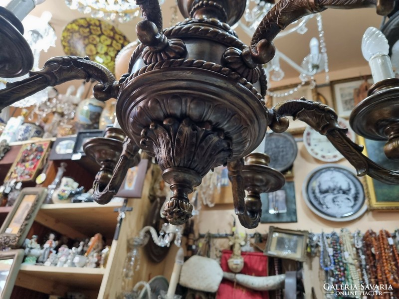 Old renovated bronze chandelier